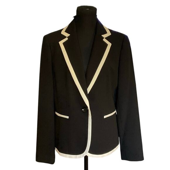 Jones Studio Seperates Black and Cream Classic Contemporary Suit Jacket Size 12 - Picture 1 of 7